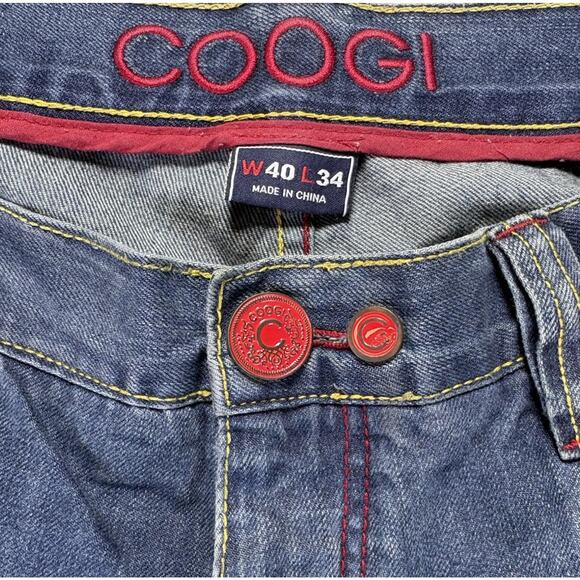 Coogi Mens Jeans 40x34 (33.5) Baggy Guitar Hands Embroidered Hip Hop Spellout‎ - Picture 3 of 16